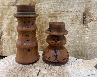 Christmas Carolers Snowmen ~ Woodturned ~ MNmade ~ Christmas Decoration ~ one of a kind ~ Winter Decor