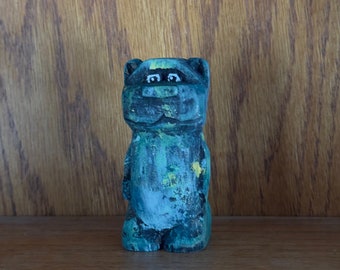 3" Hand Carved Wooden Bears, Made in MN, Carved with Love, Midnight Collectible Bear, Hand Painted, Take your Bear Home
