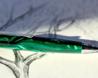 Emerald Pearl Acrylic Hand Turned Mini Sketch Pencil