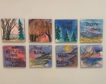 Inspirational Watercolor Fridge Magnets ~ Gift Ideas ~ Stocking Stuffers ~ Kitchen Decor ~ Country Theme ~ Wilderness Theme
