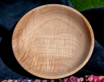 Hand crafted Salad Wood Bowl turned from Figured Maple * Made in USA