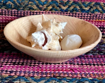 Wood Turned Large Deep Dish Bowl, Ash with Beautiful Woodgrain! (One of a kind) USA Made