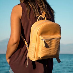 Leather backpack women, Womens leather backpack purse, handmade bakcpack bag - KYANIA