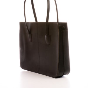 Black Leather Tote shoulder bag, handmade from full grain leather - KYANIA
