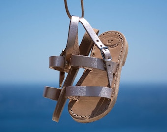 Baby sandals, Girl sandals, Kids sandals, Greek sandals, Gold leather sandals Rose Gold sandals Baby shoes - Cretia - KYANIA