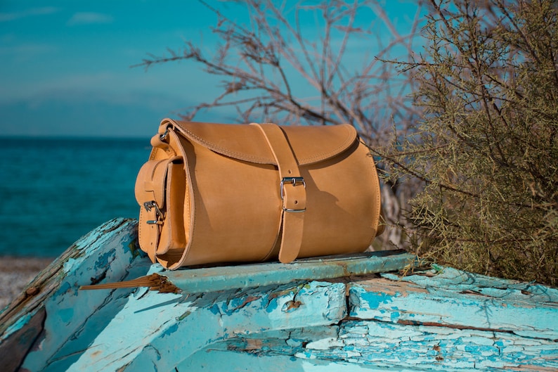 Cylinder Bag Leather Barrel Bag Purse Handmade in Greece Etsy