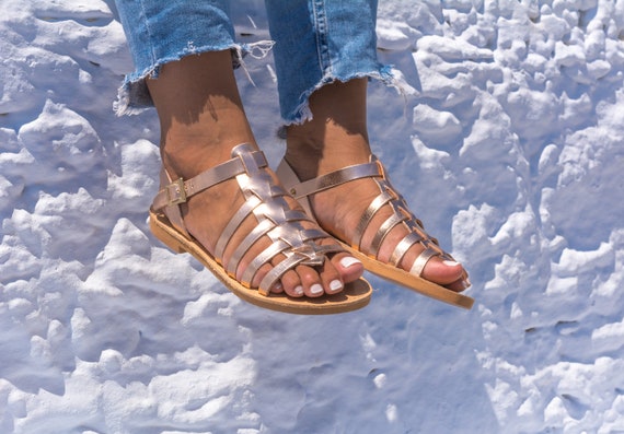 Gold Sandals Greek Sandals Women Leather Women Sandals
