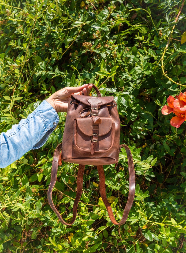 Mini backpack purse, small leather backpack women, Mini leather backpack, handmade from full grain leather KYANIA image 4