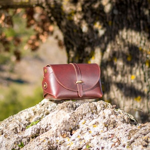 Leather crossbody bag, Small satchel bag handmade with full grain leather cowhide KYANIA image 3