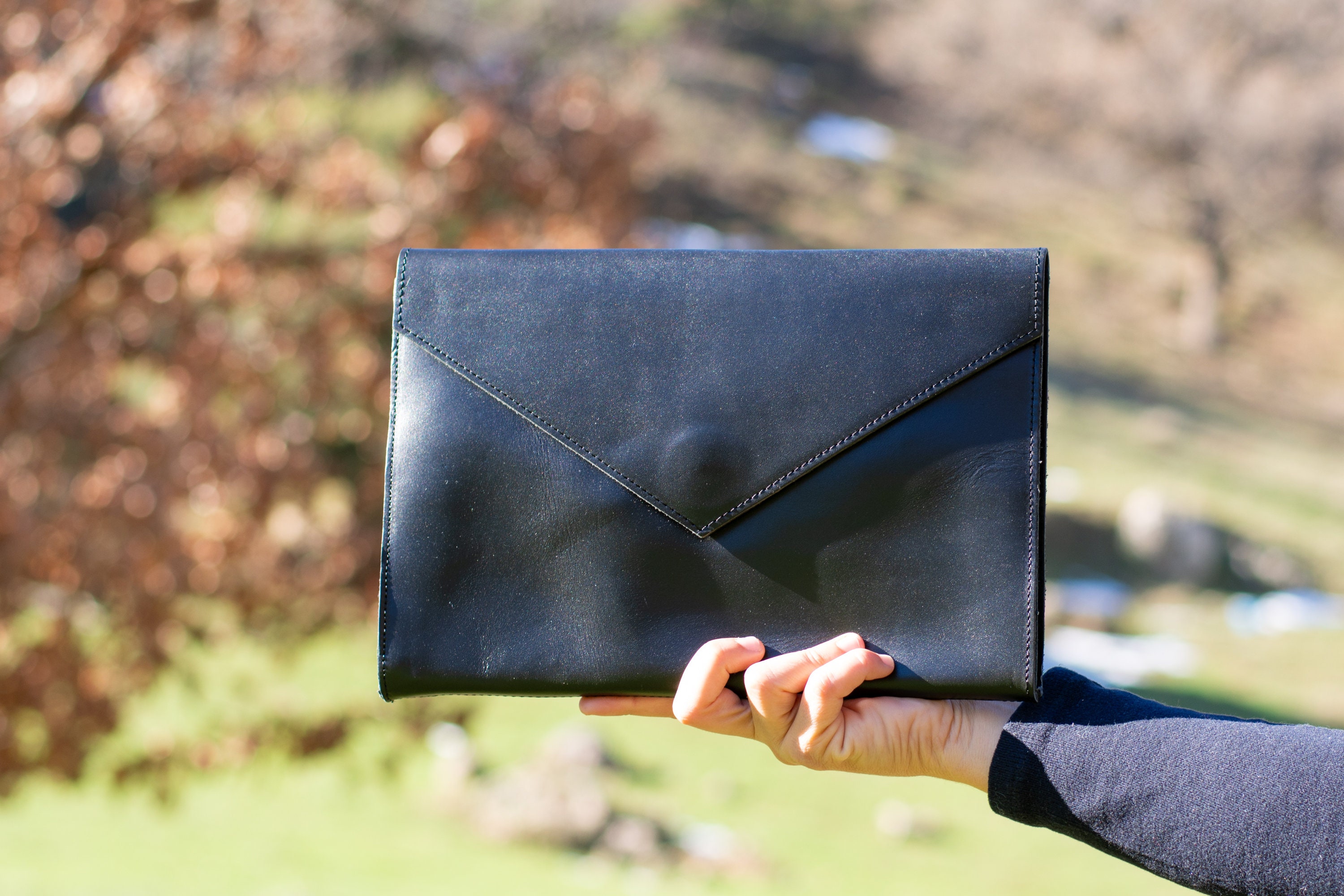 Leather envelope clutch deals