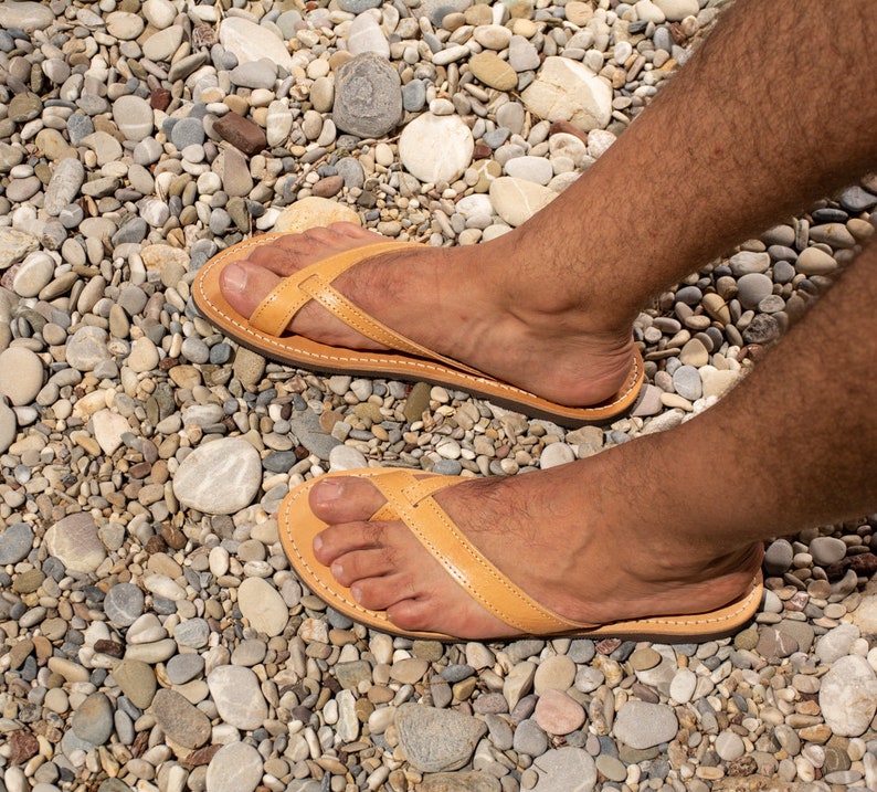 Men leather sandals / Leather thongs / Men Greek sandals / Men Etsy