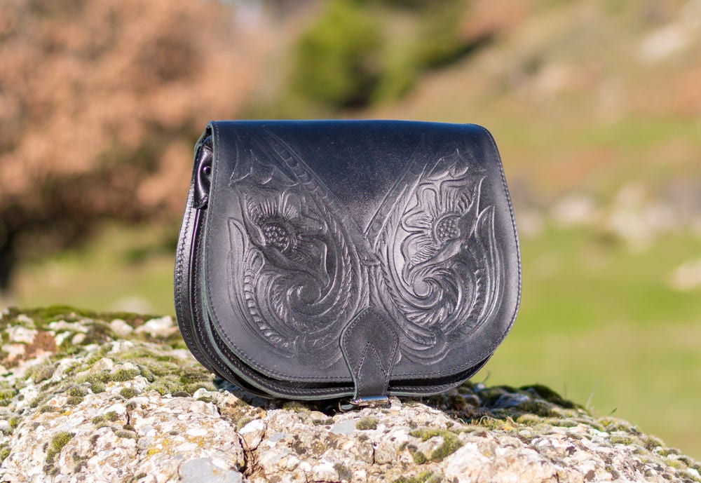 ハンドバッグ Leather Bags Tooled Leather Purse, Leather Saddle Bag, Leather Crossbody