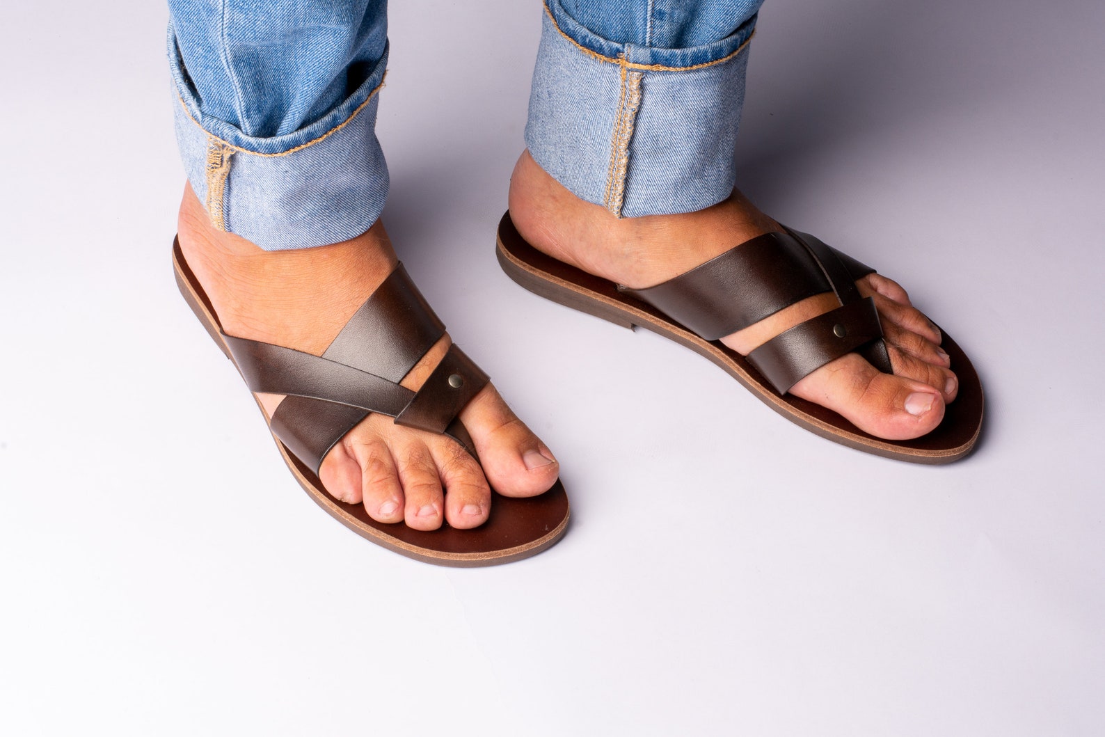 Mens Leather Sandals Mens Leather Slides Mens Slip on Etsy
