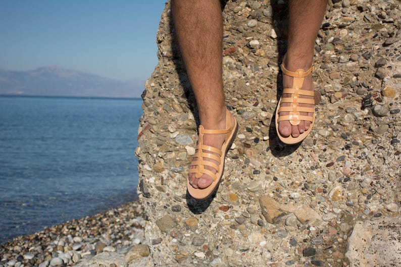 Leather sandals Gladiator sandals Greek sandals Men summer shoes Brown sandals Tan sandals Spartan strappy sandals Roman sandals SIKINIA MEN