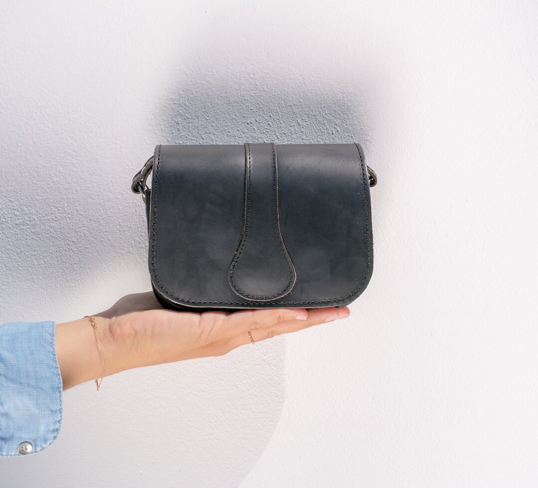 Mini Crossbody, Small Leather Purse, Small Black Purse, Greek Leather
