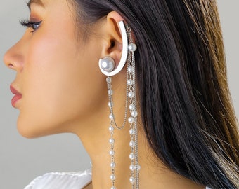 Chic Pearl Chain Tassel Ear Cuff Earring
