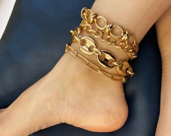 chunky gold anklet