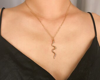 Gold Snake Necklace Vintage Chain Necklace Snake Pendant Snake Shape Necklace Healing Necklace