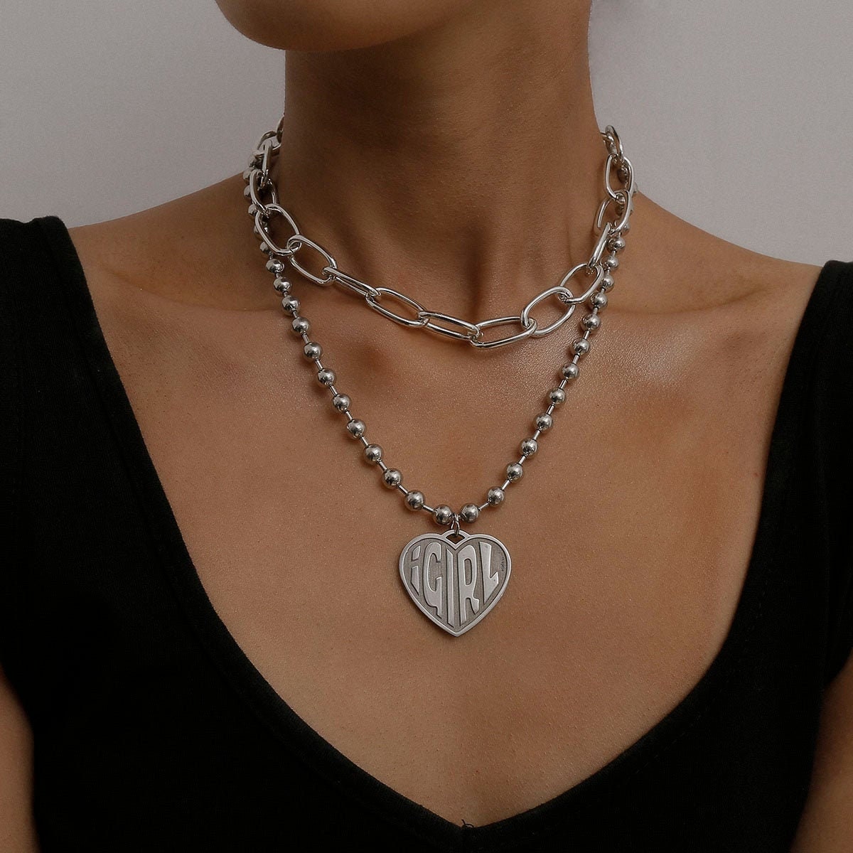 Silver heart choker Clearance