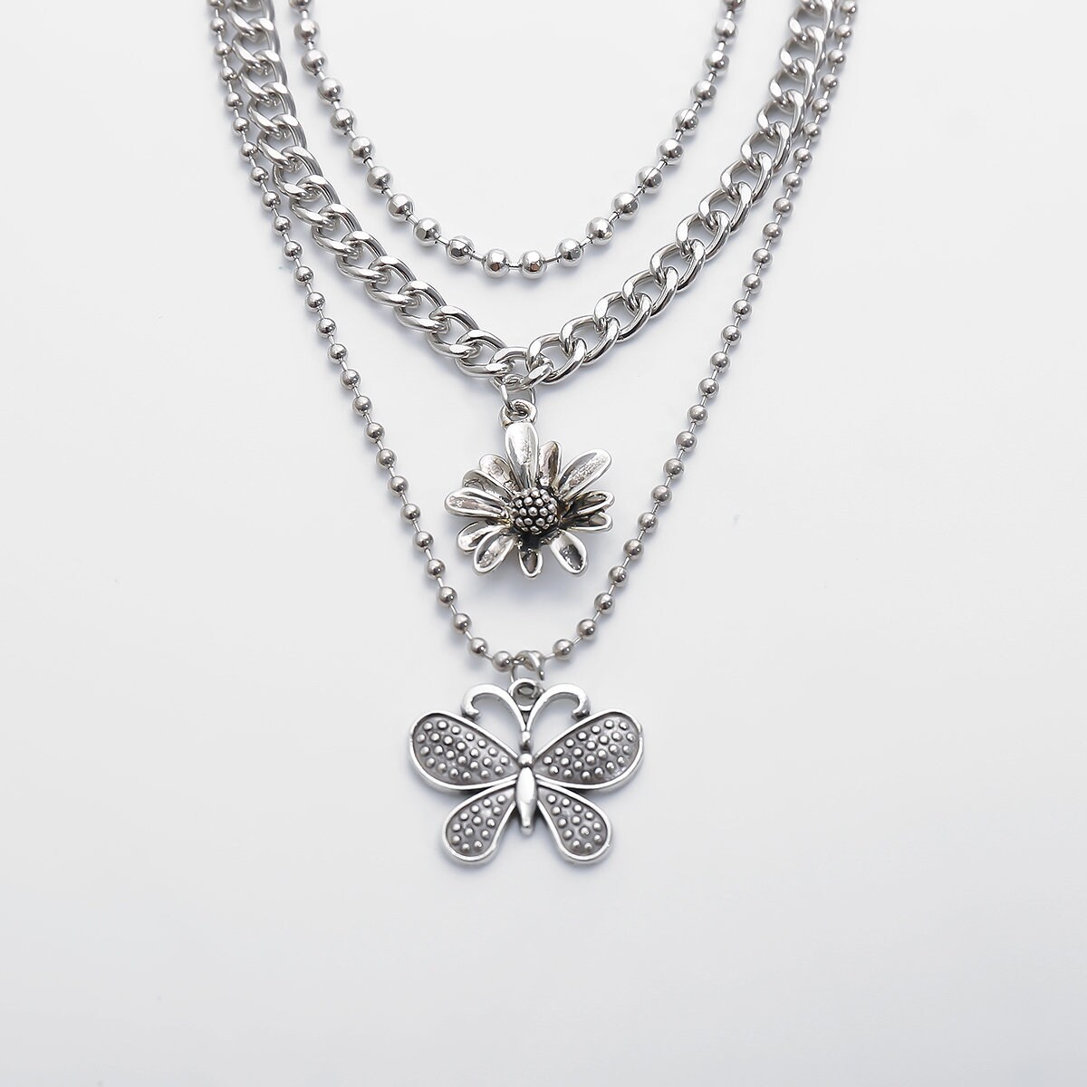 Download Multi-layer Vintage Daisy Flower & Butterfly Pendant ...