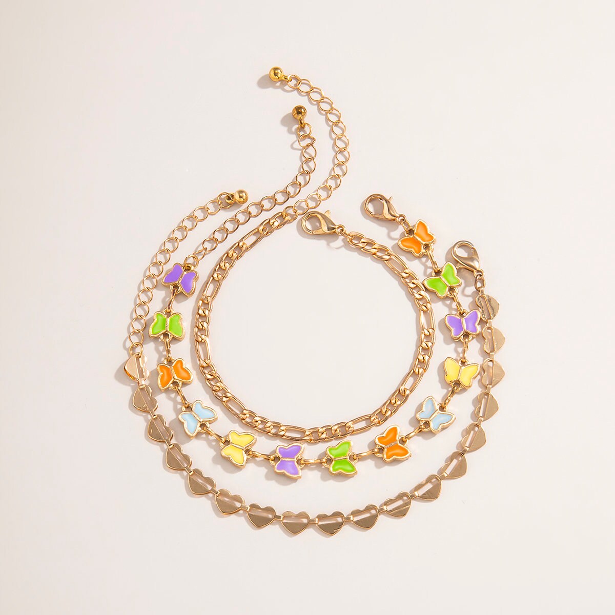 Download Bohemia Layered Enamel Butterfly And Heart Link Chain ...