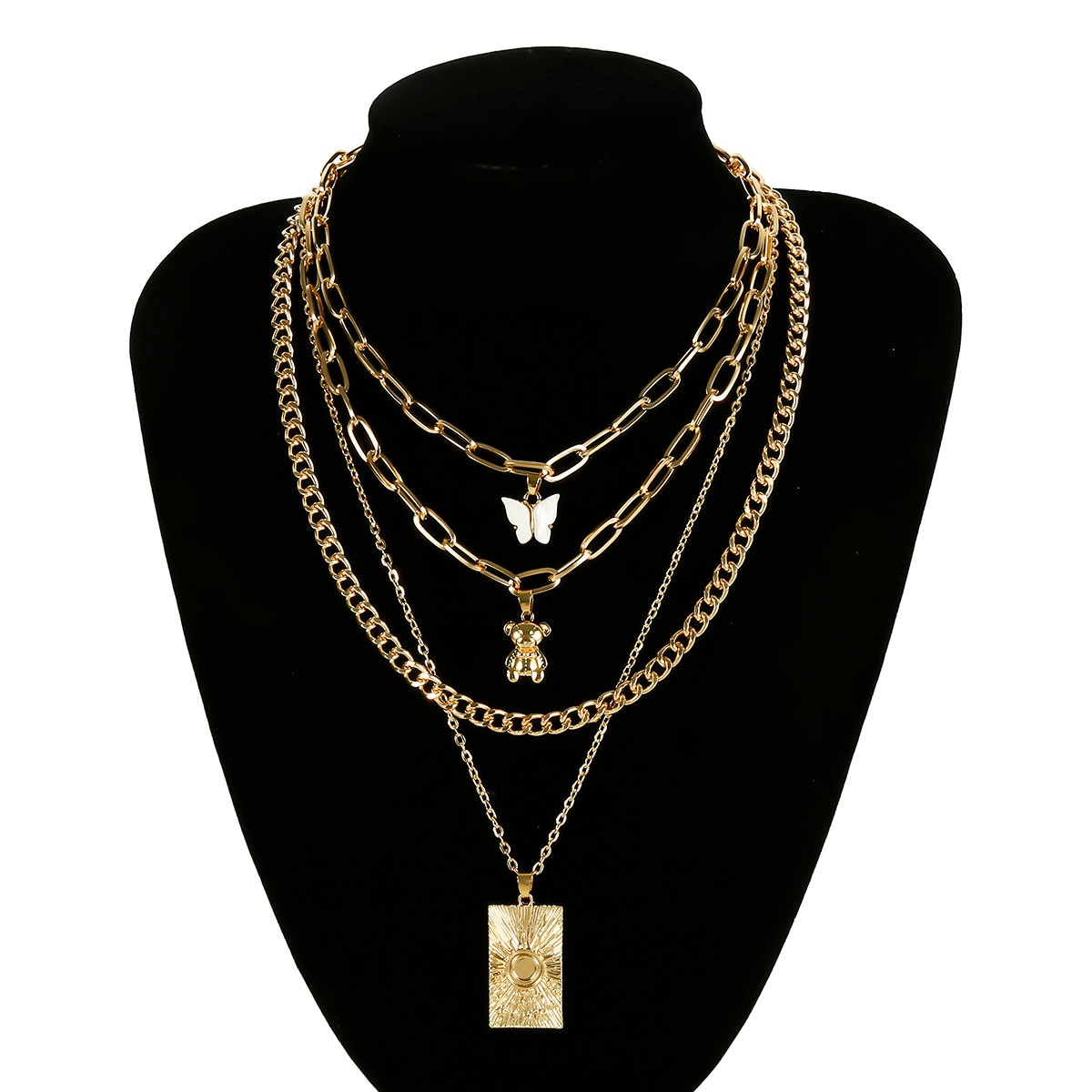 Download Bohemia Layered Gold Plated Curb Link Chain Bear ...