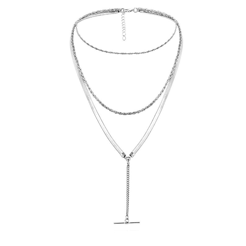 Minimalist Y Necklaces for Women Girls Boho Stick Bar Choker Necklace Multi-layer Bar Pendant Necklaces