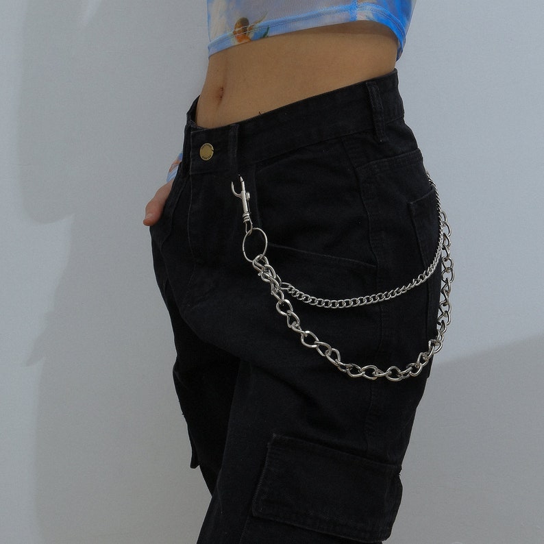 Minimalist Layered Silver Tone Metal Curb Link Trouser Chain - Etsy