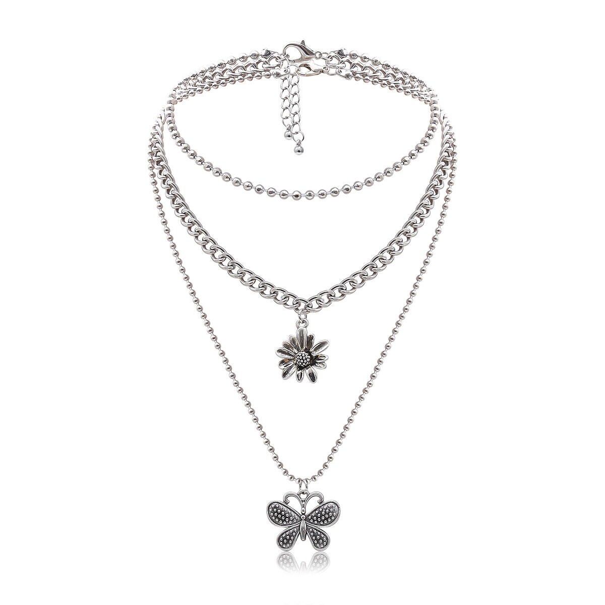 Download Multi-layer Vintage Daisy Flower & Butterfly Pendant ...