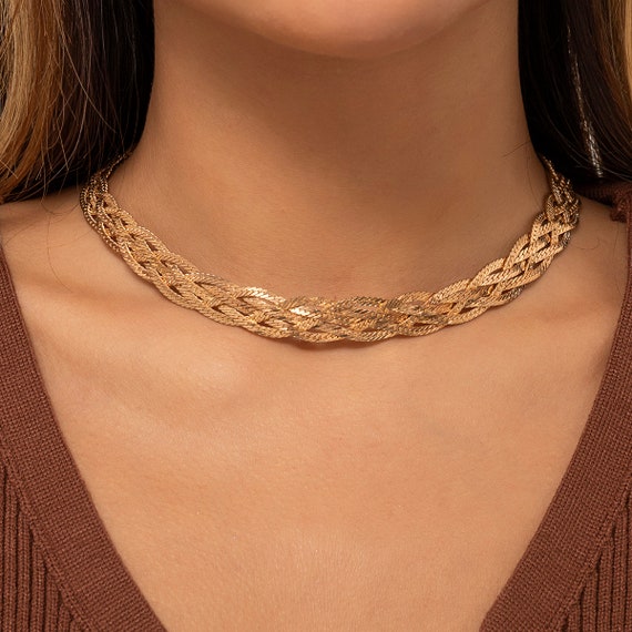 Minimalist Gold Silver Tone Braided 