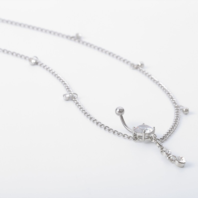 Minimalist Crystal Navel Piercing Belly Chain