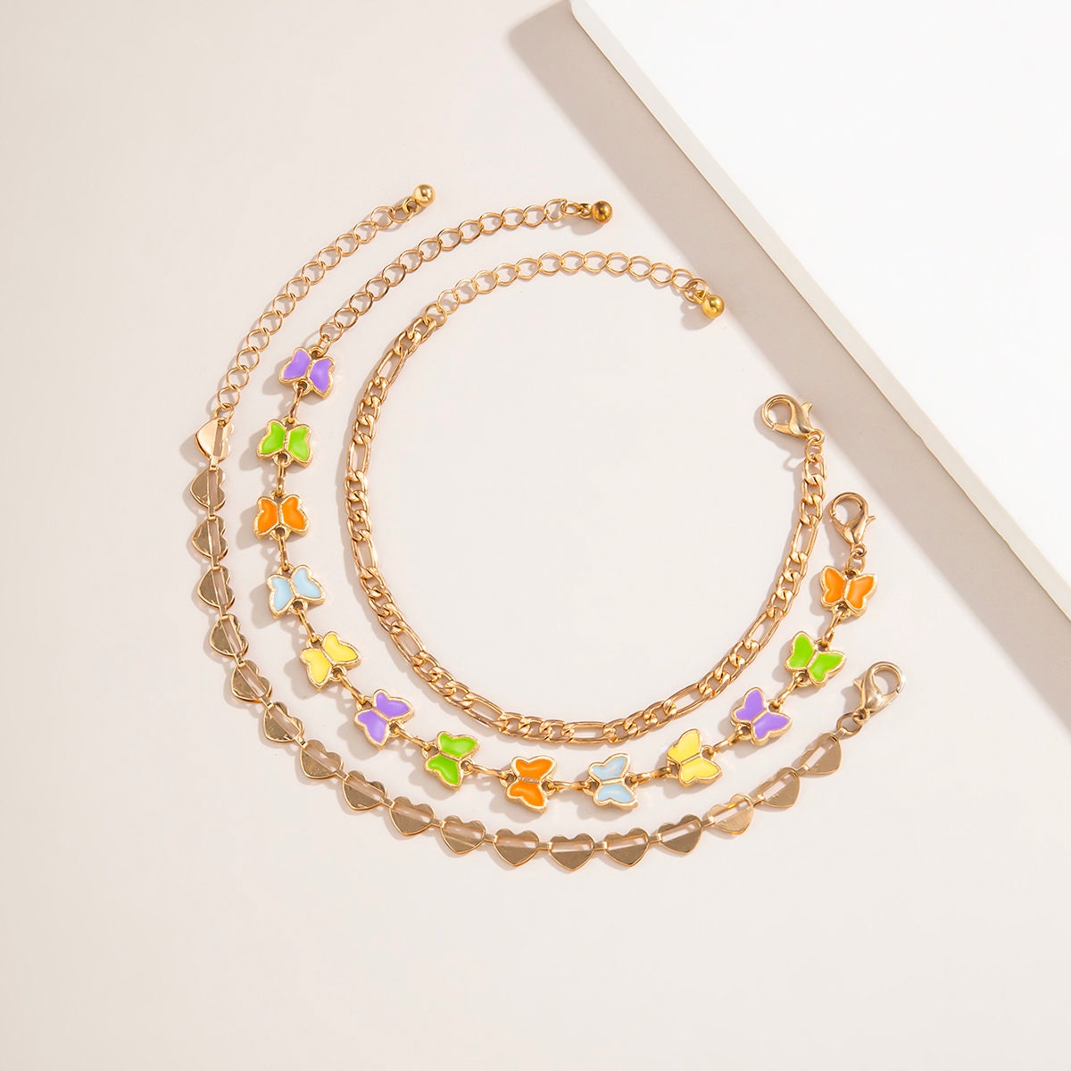 Download Bohemia Layered Enamel Butterfly And Heart Link Chain ...