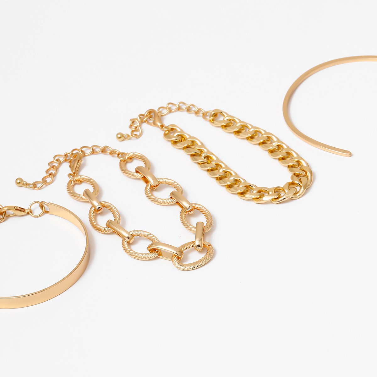 Boho Gold Silver Tone Curb Link Chain Bangle Bracelet Set - Etsy UK