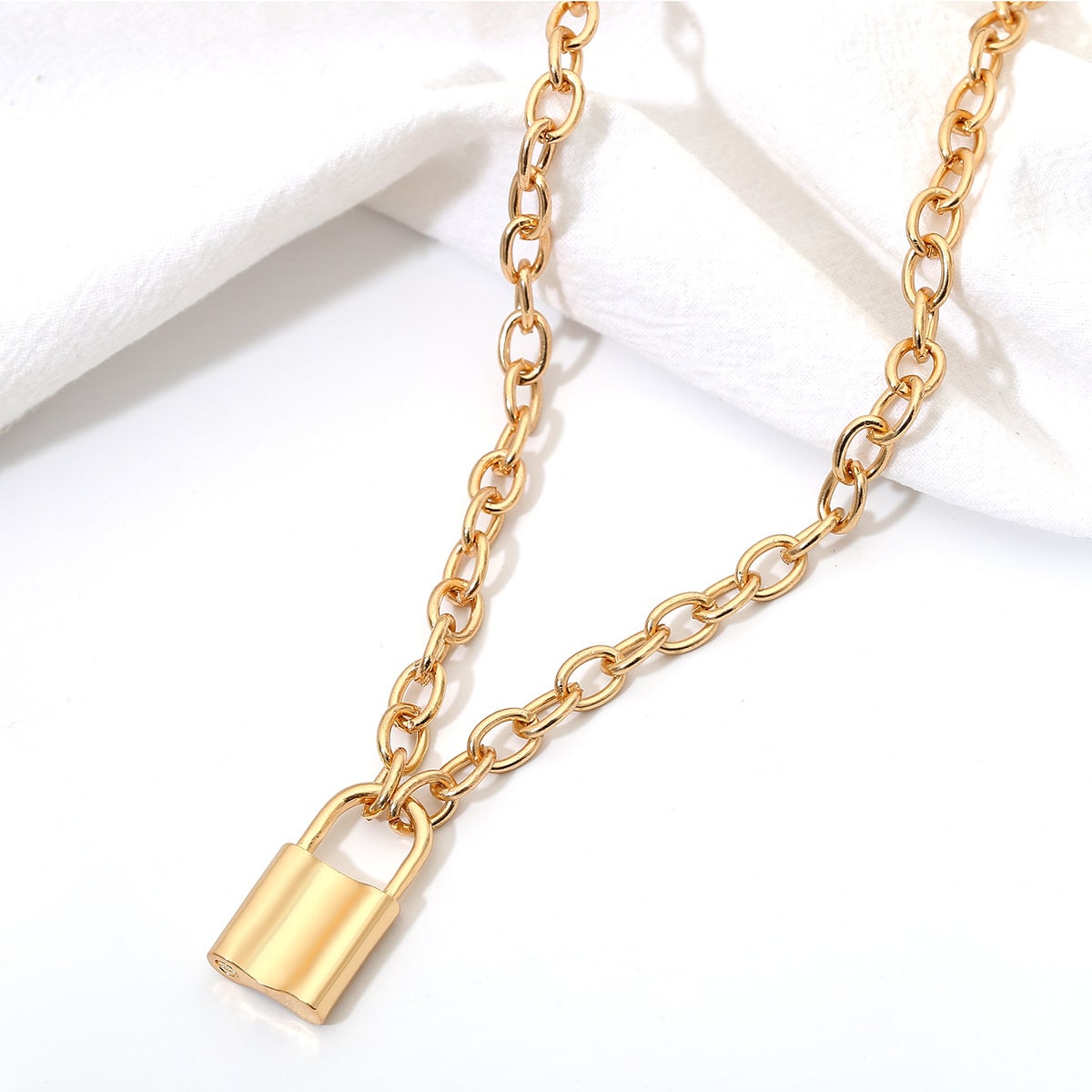 Lock Pendant Necklace Gold Silver Tone Lock Pendant Necklace