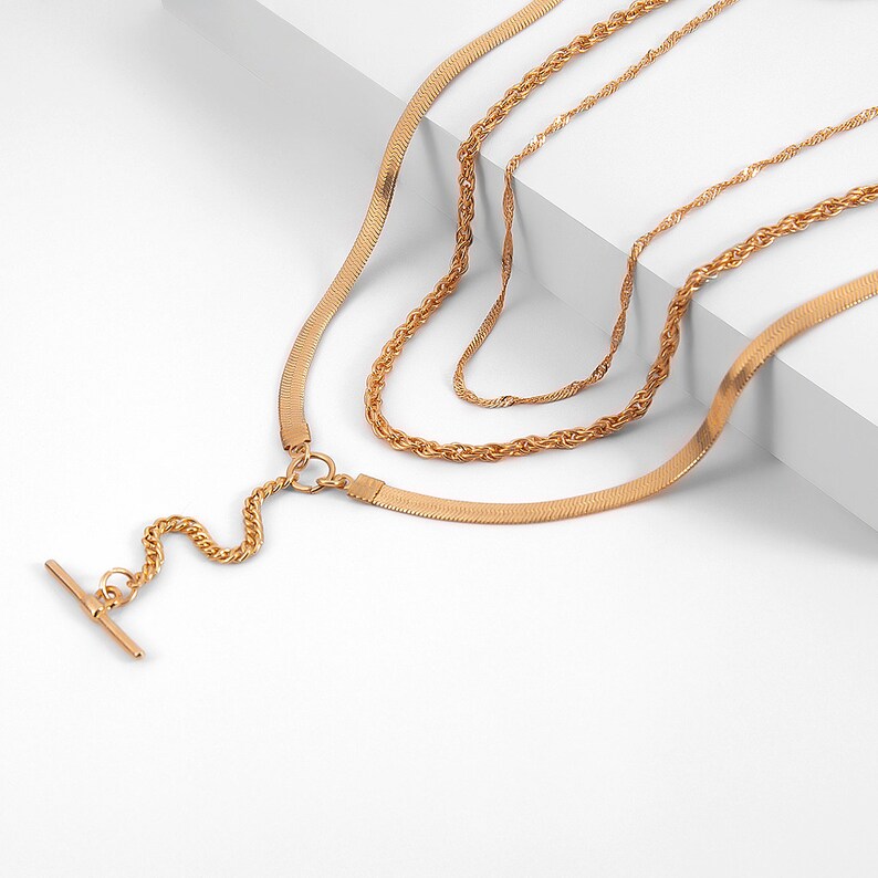 Minimalist Y Necklaces for Women Girls Boho Stick Bar Choker Necklace Multi-layer Bar Pendant Necklaces