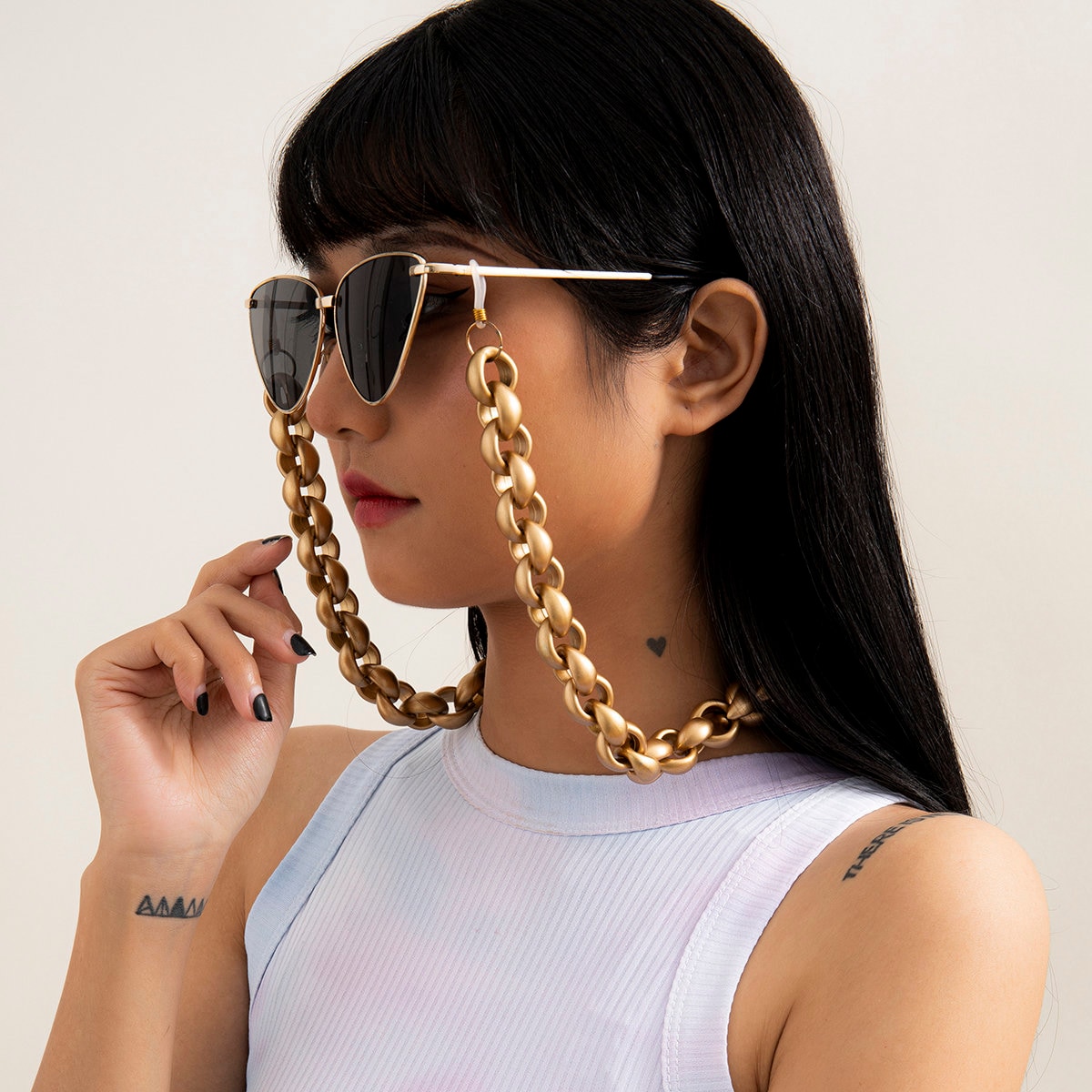 Chunky Gold Tone Sunglasses Chain