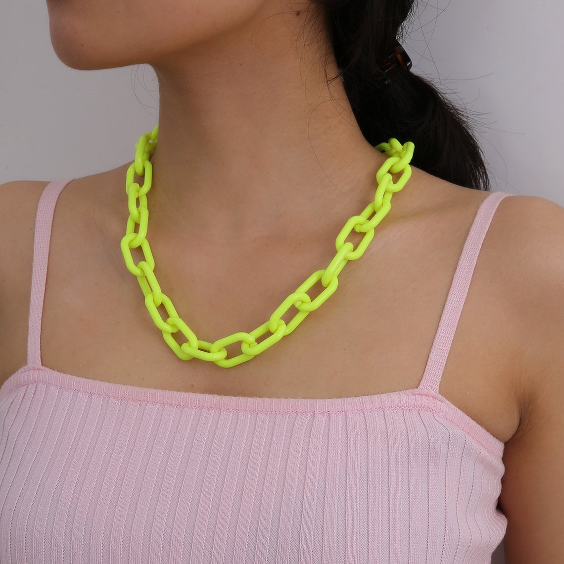 Multicolor Acrylic Chunky Chain Necklace Etsy
