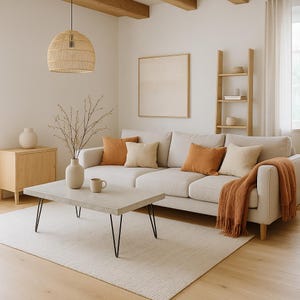 Table basse béton ciré sur mesure - pieds épingles