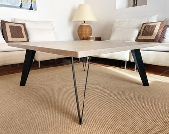 Table basse béton ciré Pieds Acier cavaliers (petits formats)