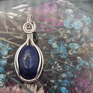 Hand-crafted Wire Wrapped Lapis Lazuli Crystal Pendant