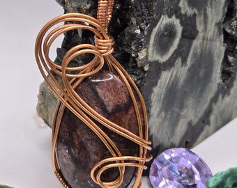 Hand-crafted Wire Wrapped Brecciated Jasper Crystal Pendant