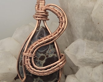 Hand-crafted Wire Wrapped Asteroid Jasper Crystal Pendant