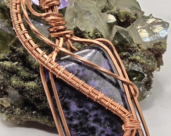 Hand-crafted Wire Wrapped Charoite Crystal Pendant