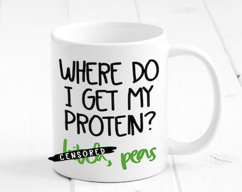 Vegan Mug // Funny Vegan Mug // Coffee Mug // Protein Mug // Quote Mug // Vegetarian Mug // Sayings Mug // Crunchy gift