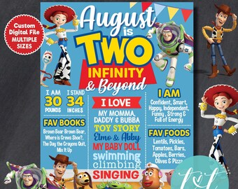 TWO INFINITY and Beyond  Birthday MILESTONE Poster | About Me Chalkboard Sign | Custom Digital File | 2nd Birthday Party Decor