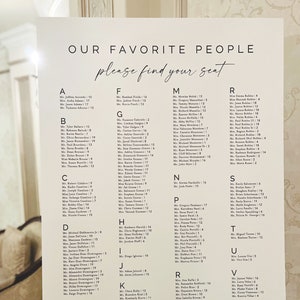 Our FAVORITE PEOPLE Wedding SEATING Chart Poster | Multiple Size Options | Custom Digital Download | Print on Your Own