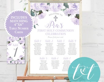 BAPTISM First Holy COMMUNION SEATING Chart Poster 24" x 36", with Free Table Number Signs Digital Download