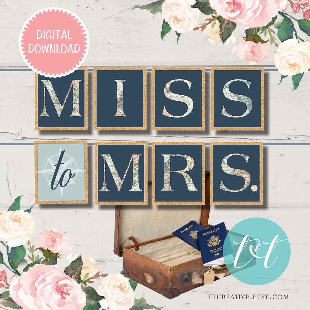 MISS TO MRS. Banner Ms to Mrs Bridal Shower Banner Traveling - Etsy