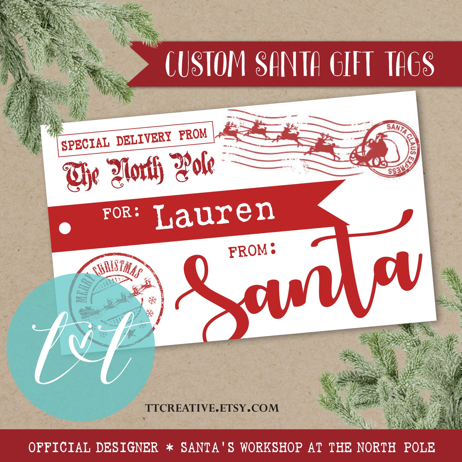 Personalized Santa Gift Tags Custom Santa Tag Printable File Etsy