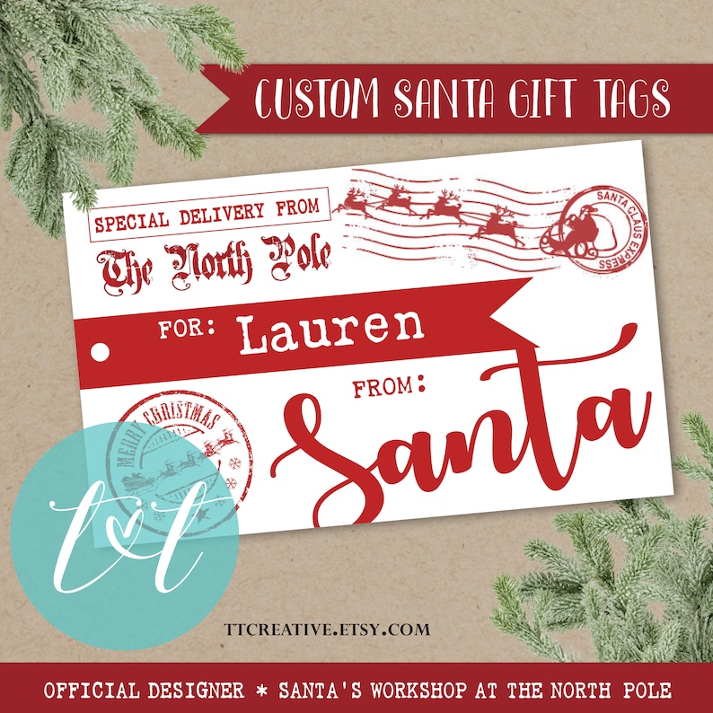 Personalized Santa Gift Tags Custom Santa Tag Printable File Etsy